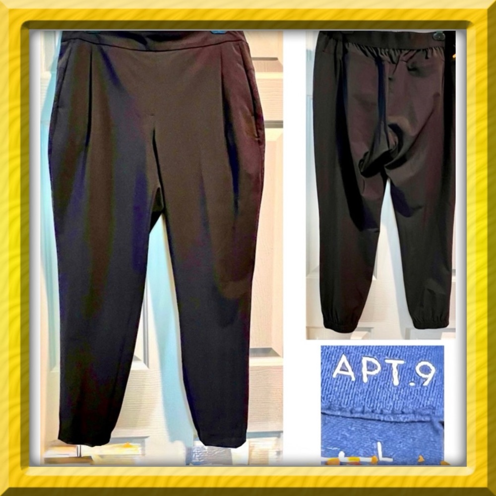 Pants joggers - Apt 9 black - nylon/spandex - black - size large - pockets. BOGO